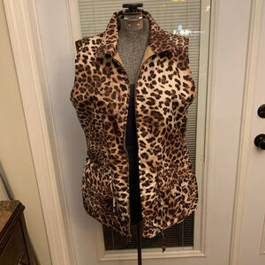 Women's JAX Country Reversible Vest Size 8 Tan Leopard Print